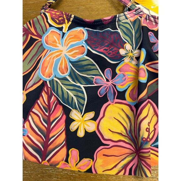 NWT Roxy Girls' Paradise Trip Flutter Floral Swim Top Size 10 Black - Picture 4 of 9